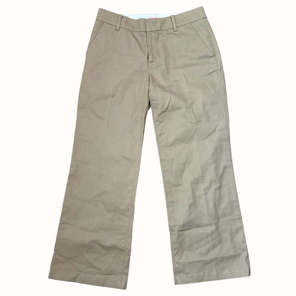 Lilly Pulitzer Main Line Fit Pants Tan Khaki Cropped Preppy Trouser Size 2